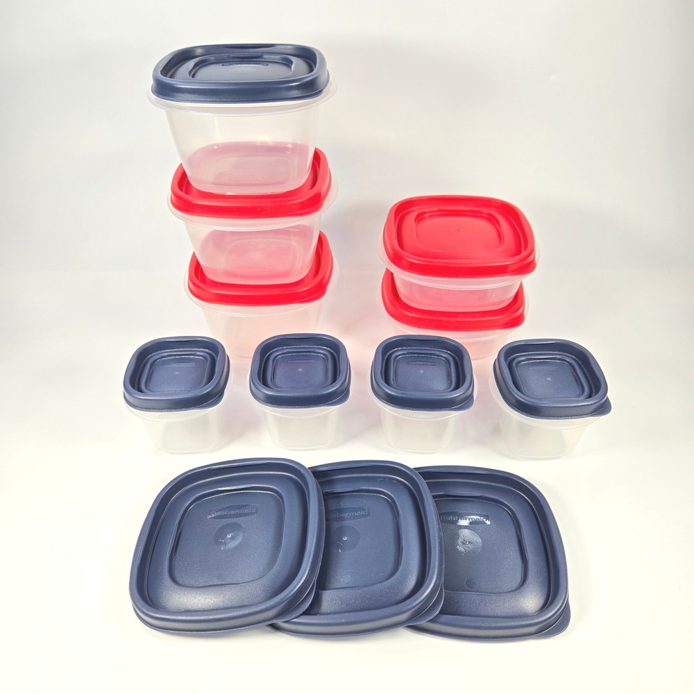 Rubbermaid Easy Find Lids 21 pc Food Storage Set Navy Red 2 Cup 1.25 Cup 0.5 Cup